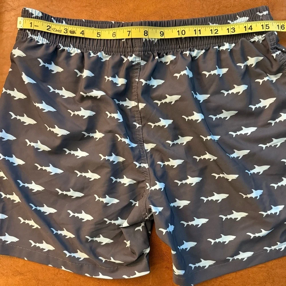 Men's Shark Print Swim Trunks Shorts - Blue Size Medium Summer Vacation Pool